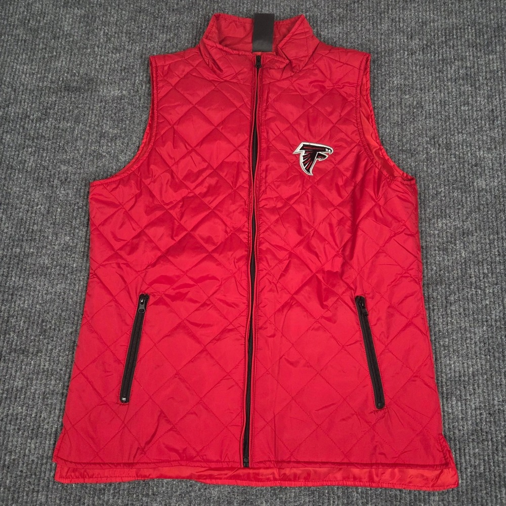 NFL Atlanta Falcons Women Red Quilted Full Zip Vest XL Lightweight Logo Puffer